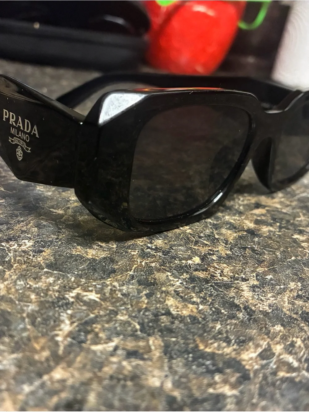 Prada Black Gloss Oversized Square Sunglasses